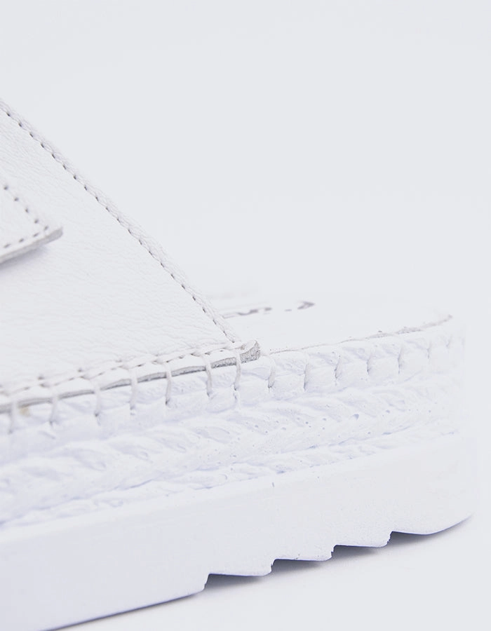 Formal Flat Sandals Fitzroy White Leather