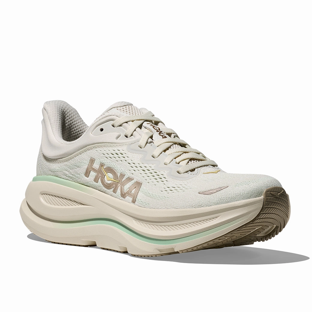 Womens Hoka Bondi 9 in Truffle Salt/Sea Glass Shoes Stability