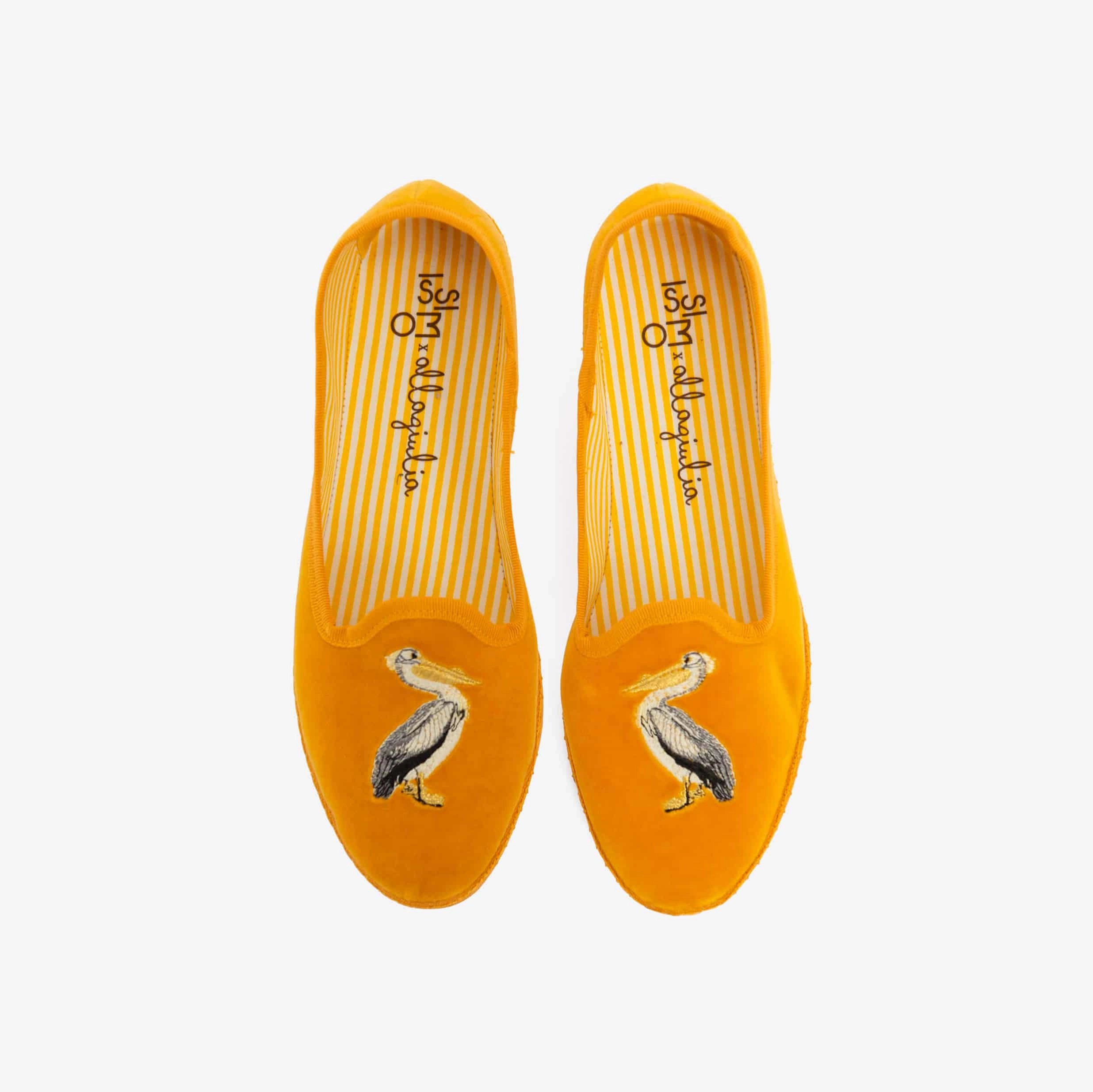 ISSIMO x Allagiulia Mustard Velvet Loafers with Pellican Embroidery Doc Martens Loafers Nearby