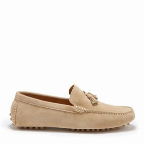 Tasselled Driving Loafers, taupe suede Sanders Loafers