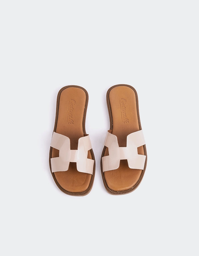 Valmy Nude Patent Toas Sandals