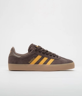 Adidas Gazelle ADV Shoes - Dark Brown / Preloved Yellow / Earth Strata Adidas Low Drop Running Shoes