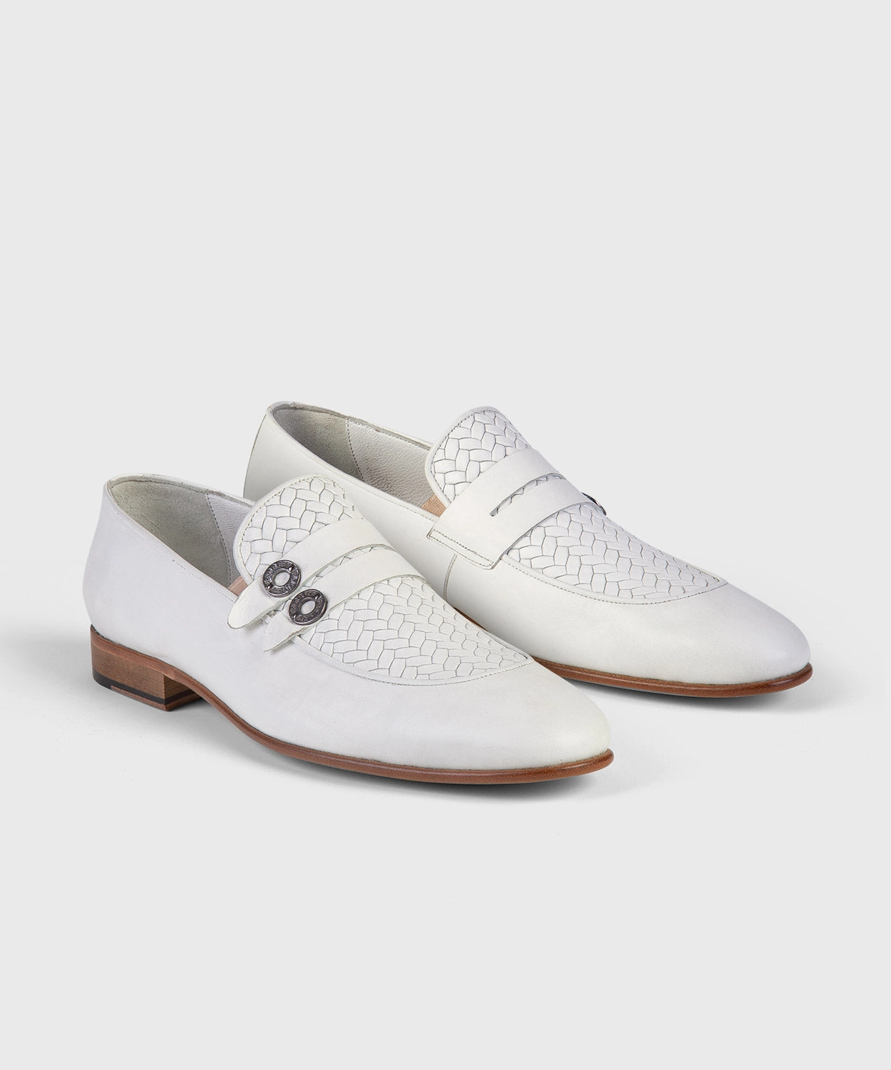 White Woven Loafers Loafers Leather Dress