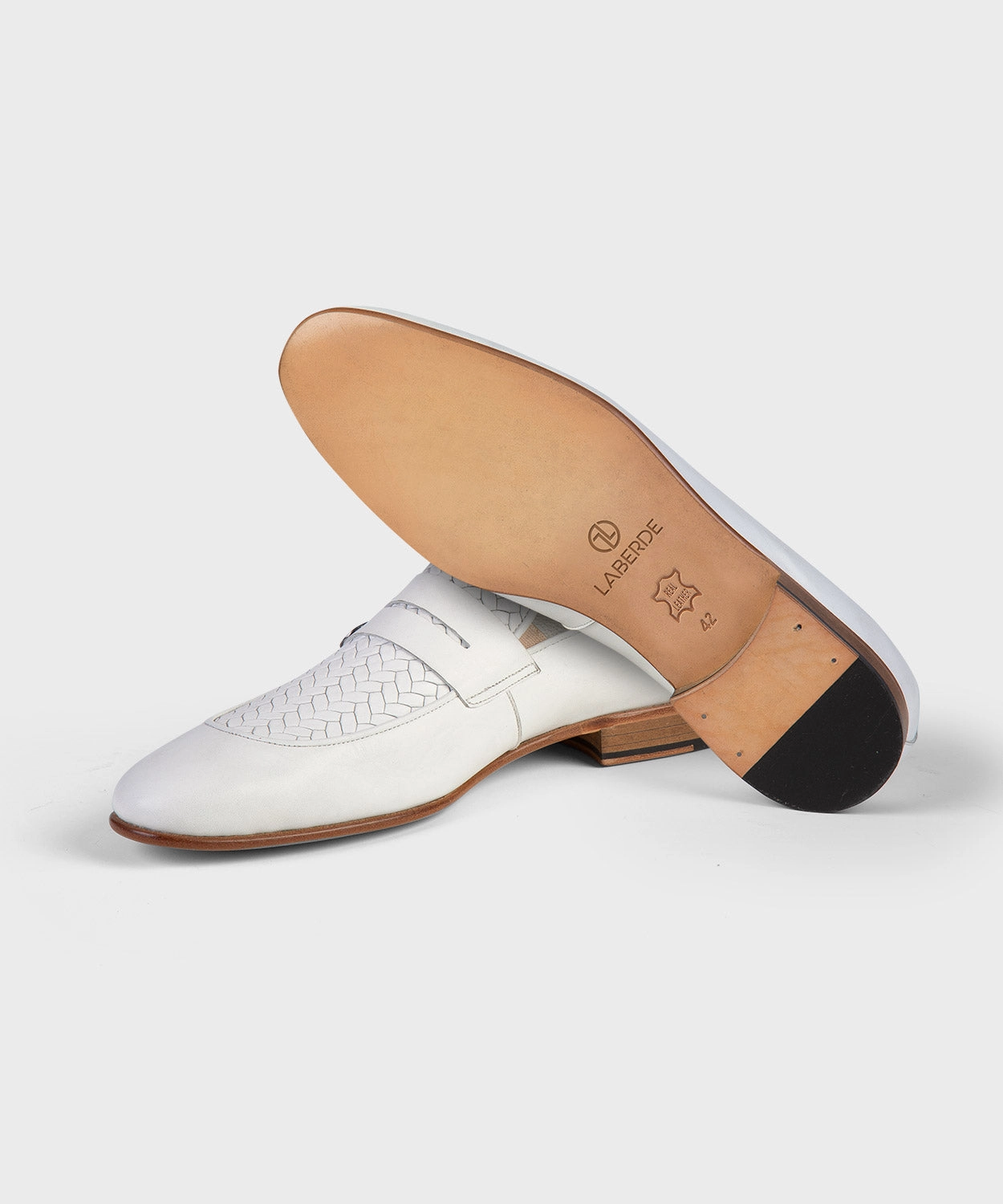 White Woven Loafers Slim Loafers