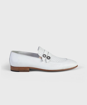 White Woven Loafers Doc Loafers