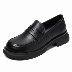 Width Penny Loafers Women Minimalist Retro Casual Soft Leather Loafers