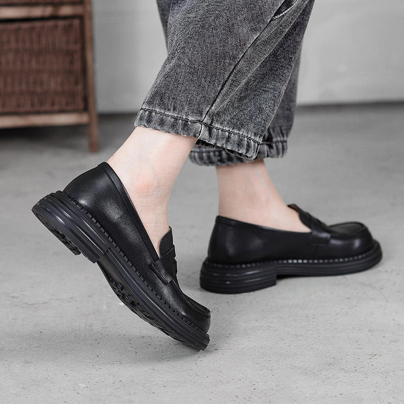 Women Retro Casual Minimalist Soft Leather Loafers Best Luxury Loafers