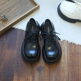 Penny Loafers Women Retro Cowhide Thick Sole JK Loafers