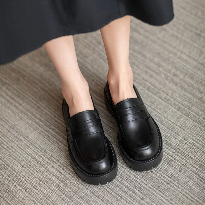 Women Retro Minimalist Thick Soled Leather Loafers Orthofeet Loafers