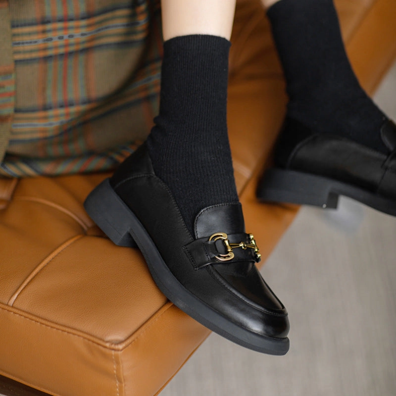 Loafers Narrow Feet Women Retro Soft Leather Minimalist Loafers