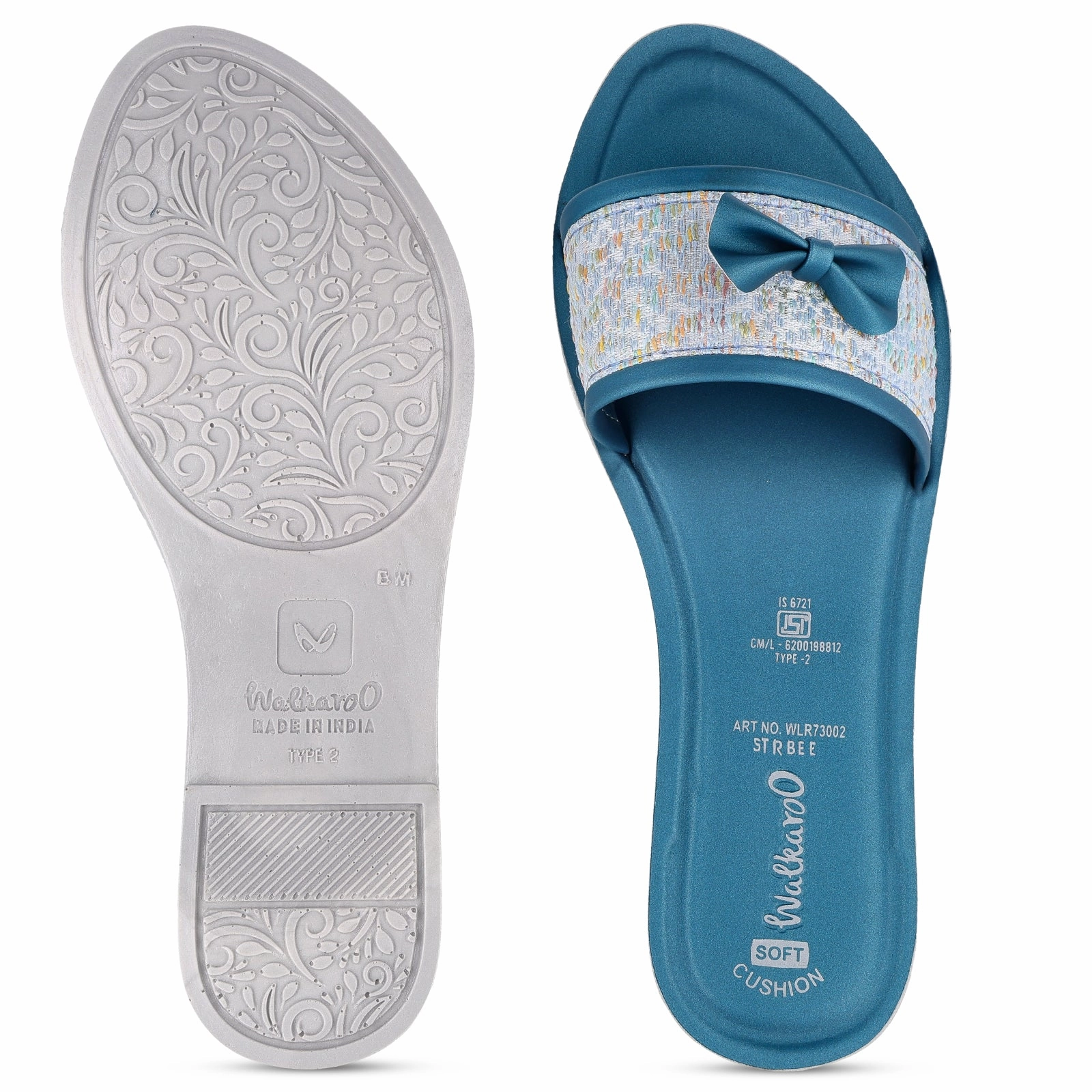 White Newborn Sandals Women's Slide Sandals - WLR73002 Peacock Blue