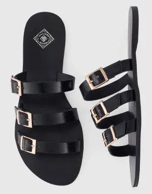 Diabetic Sandals Women's Tri-Strap Buckle Slide  Sandal