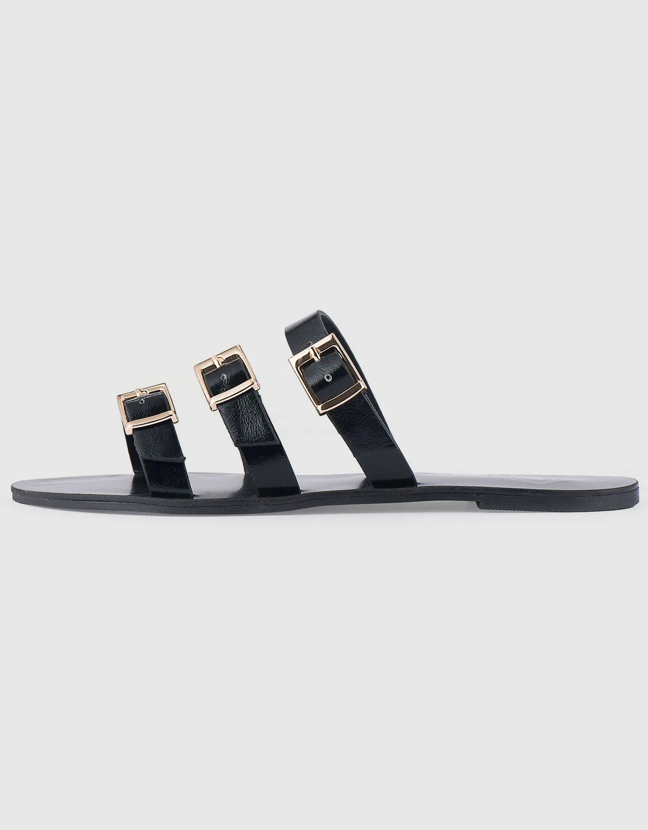 Sandals Designer Women's Tri-Strap Buckle Slide  Sandal