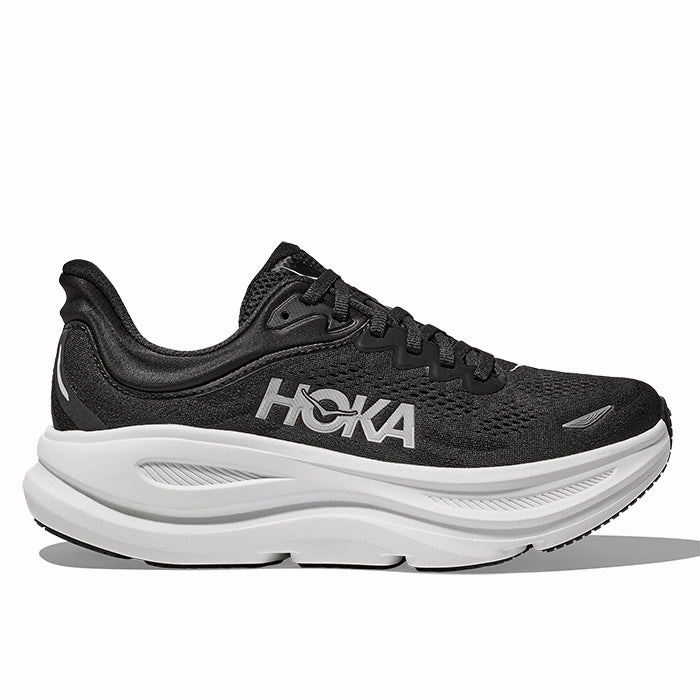 Womens Hoka Bondi 9 in Black/White Cost