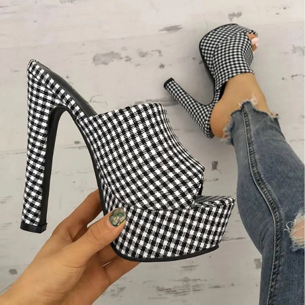 Sandals Resorts Cost Plaid High Heels Platform Sandals