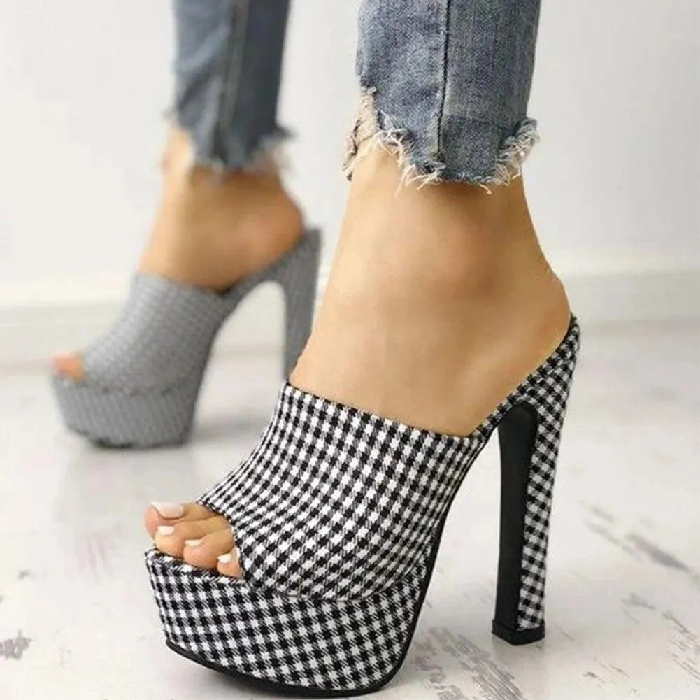 Plaid High Heels Platform Sandals Sandals And Swords 3