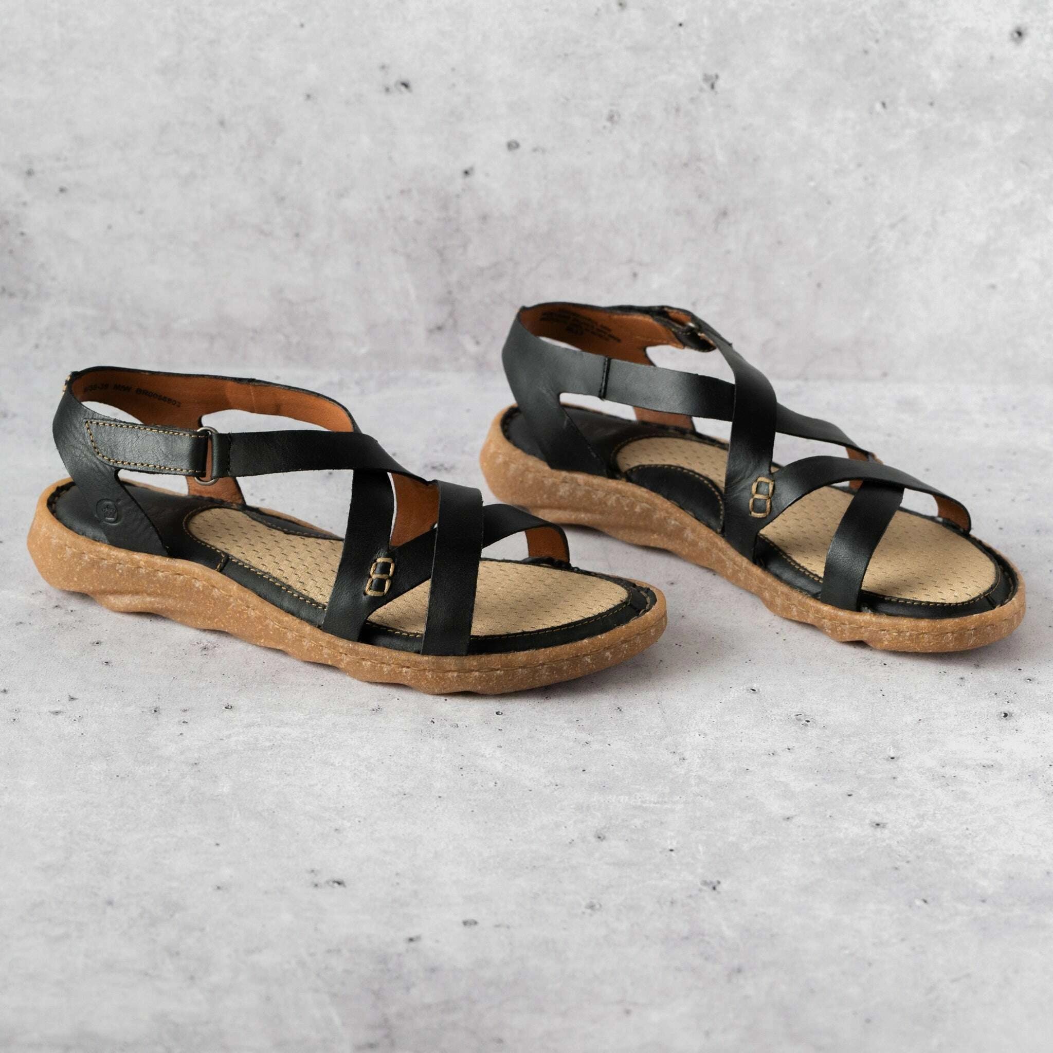 Block Heel Sandals Low Heel Born - Trinidad - Black Leather