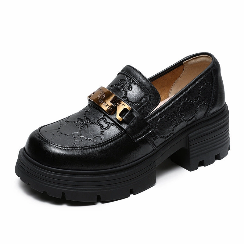 Loafers Weejuns Women Retro Embossed Leather Thick Soled Loafers