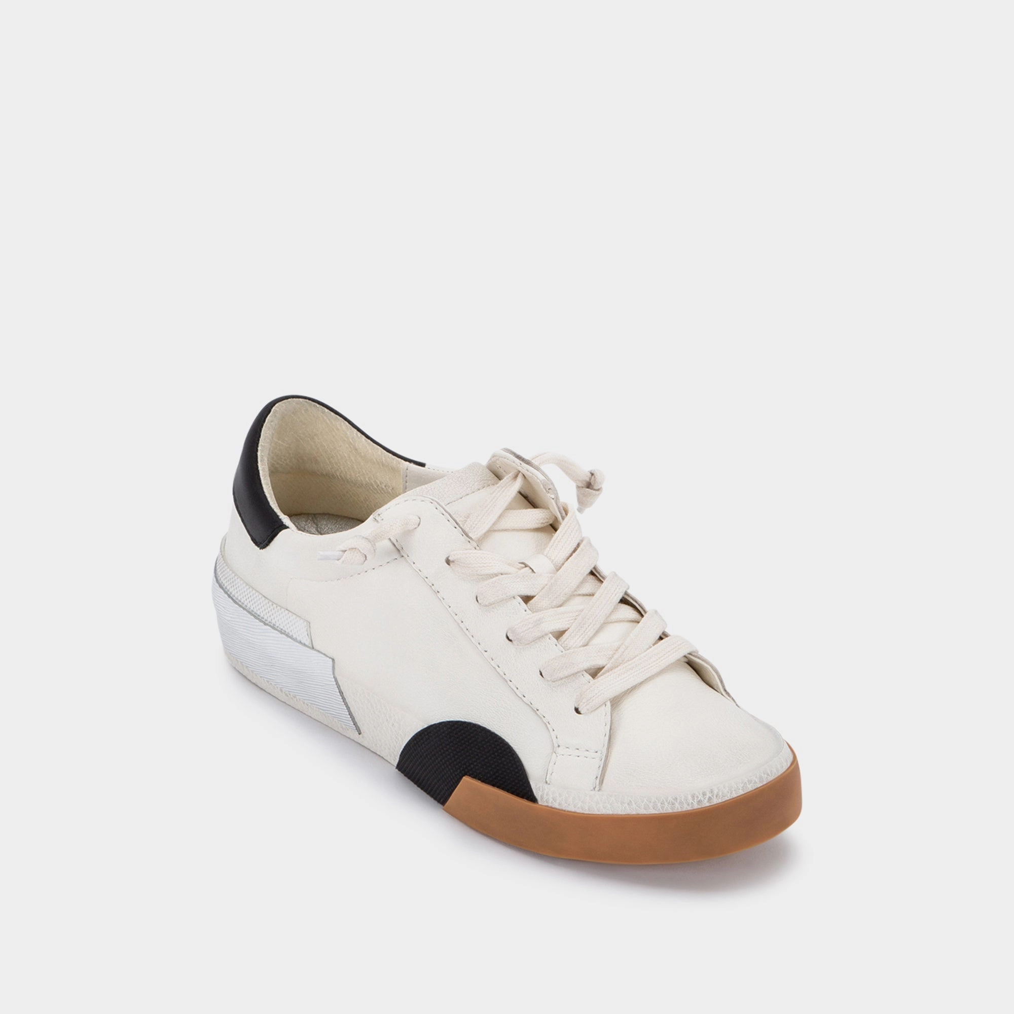 ZINA SNEAKERS WHITE BLACK LEATHER - re:vita Flat Sole Sneakers